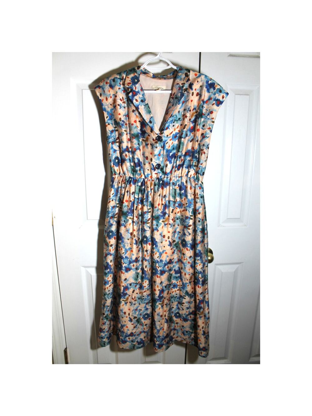 The Korner Blue Watercolor Floral Dress sz S